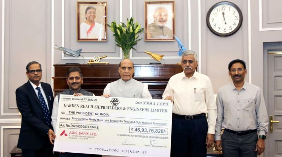 GRSE pays Interim Dividend of Rs 63 Crores for FY 2022-23